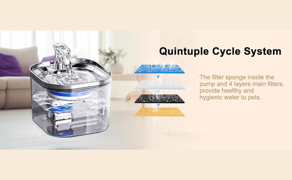 Smart Cat Water Fountain - Silent Circulation Filter 304 Stainless Steel