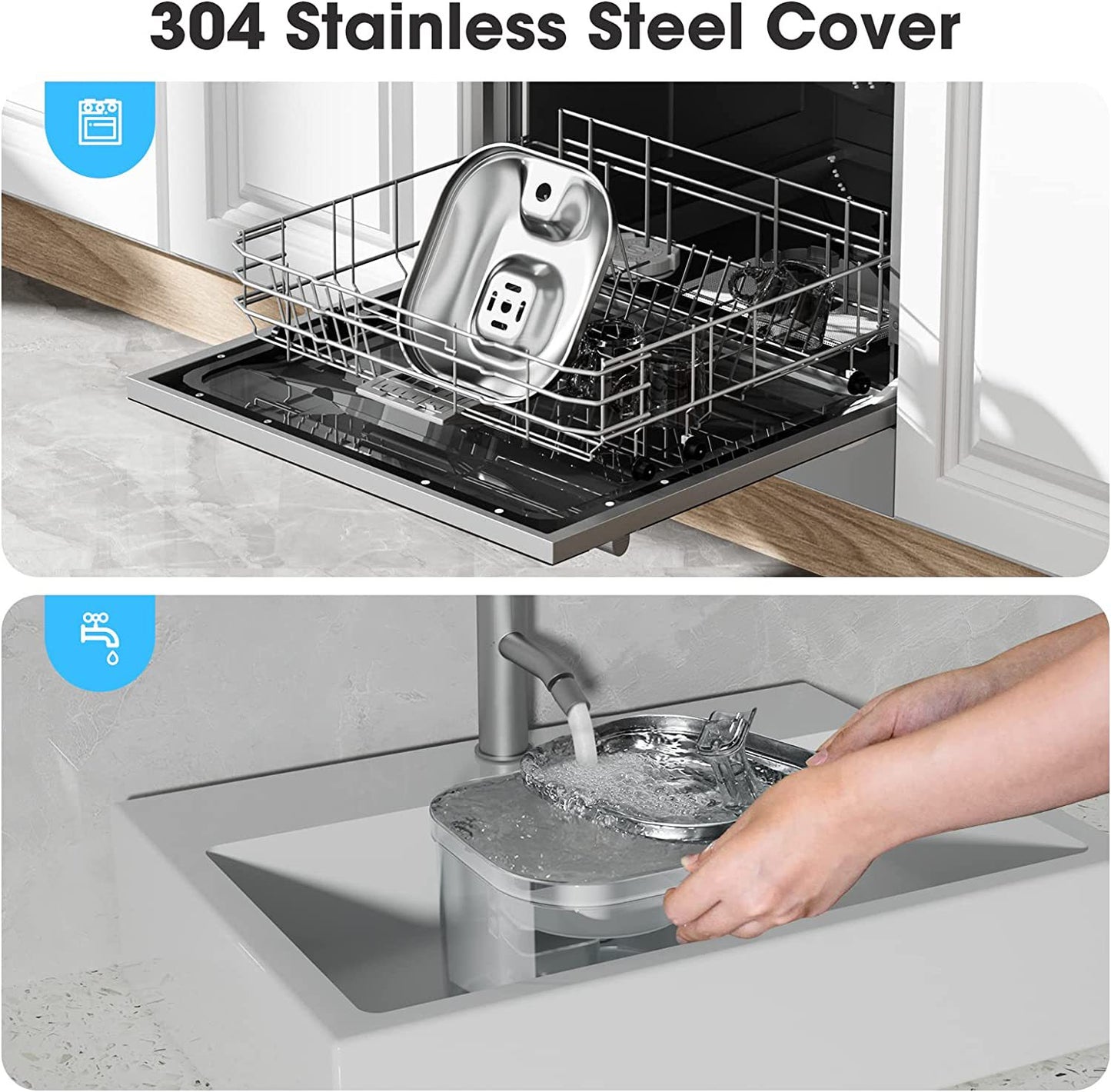 Smart Cat Water Fountain - Silent Circulation Filter 304 Stainless Steel