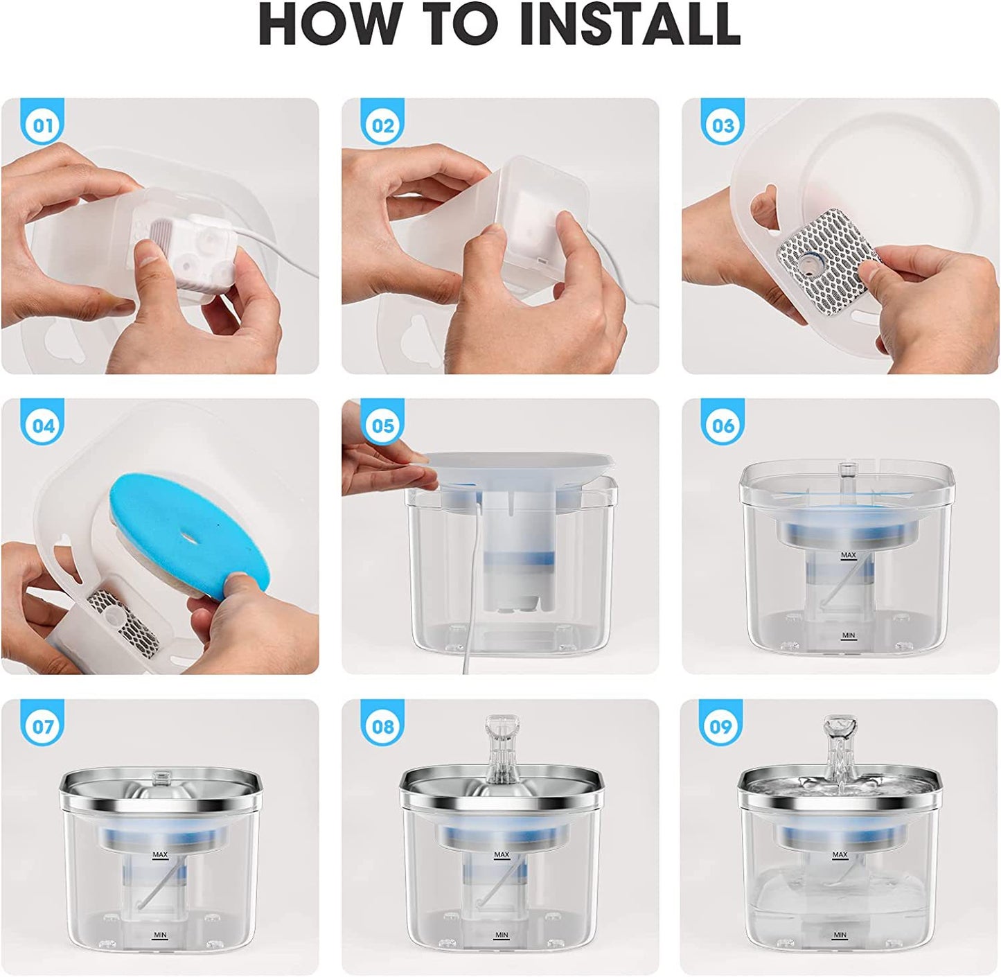 Smart Cat Water Fountain - Silent Circulation Filter 304 Stainless Steel