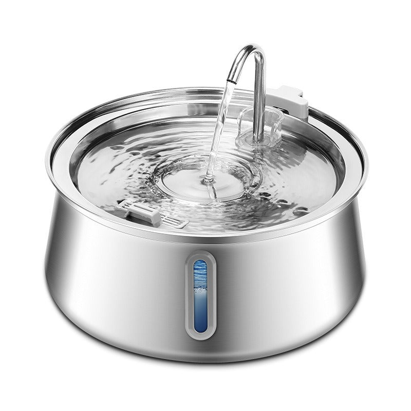 Pet Water Fountain 4L - Stainless Steel Faucet with Window, Automatic Filtration for Cats & Dogs